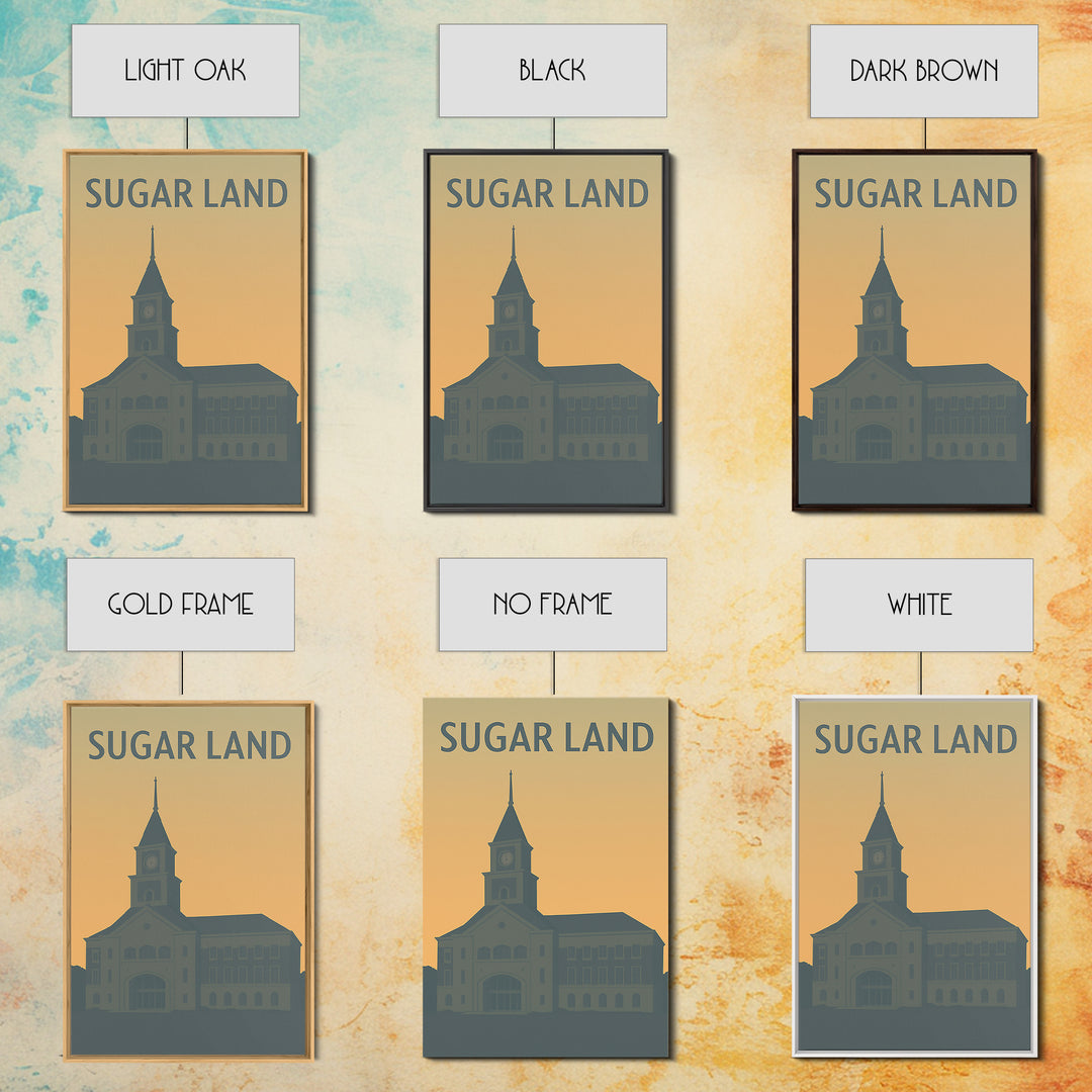 Sugar Land Texas Travel Poster, Canvas Print, Minimalist Retro Wall Art, Sugar Land City Art, Wanderlust Decor, Living Room Wall Art