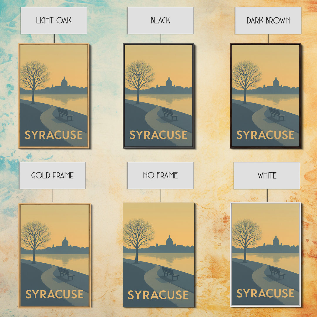 Syracuse Travel Poster, Canvas Print, Minimalist Retro Wall Art, Syracuse City Art, Home Office Decor, Mid Century Wall Art, Home Decor