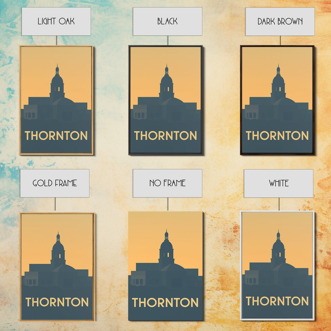 Thornton Travel Poster, Framed Canvas Print, Vintage City Poster Art, Thornton Art Print, Vintage Travel Art, City Illustration