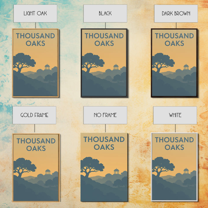 Thousand Oaks California Travel Poster, Canvas Print, Sunset Skyline Wall Art, Thousand Oaks City Art, Vintage City Art, Art Print
