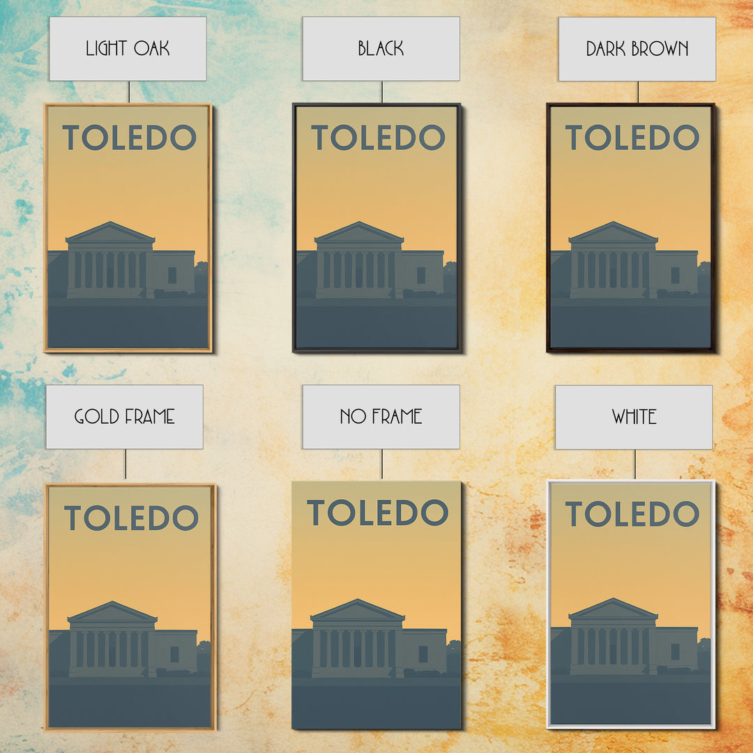 Toledo Travel Poster, Framed Canvas Print, Mid Century Travel Art, Toledo Art Print, Gift For Travelers, Modern Wall Decor, City Art Print