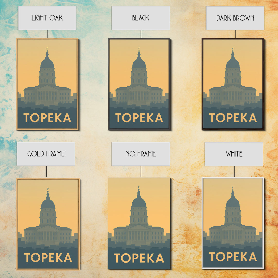 Topeka Travel Poster, Framed Canvas Print, Minimalist Retro Wall Art, Topeka Travel Art, Vintage Travel Art, Travel Art Print, Design 2