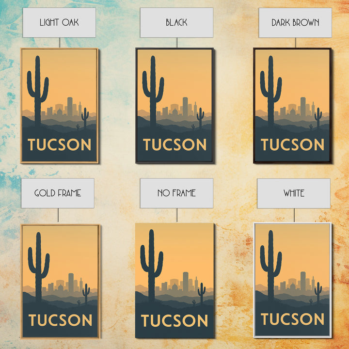 Tucson Travel Poster, Framed Canvas Print, Vintage City Poster Art, Tucson Wall Art, Travel Wall Art, Living Room Wall Art, City Poster
