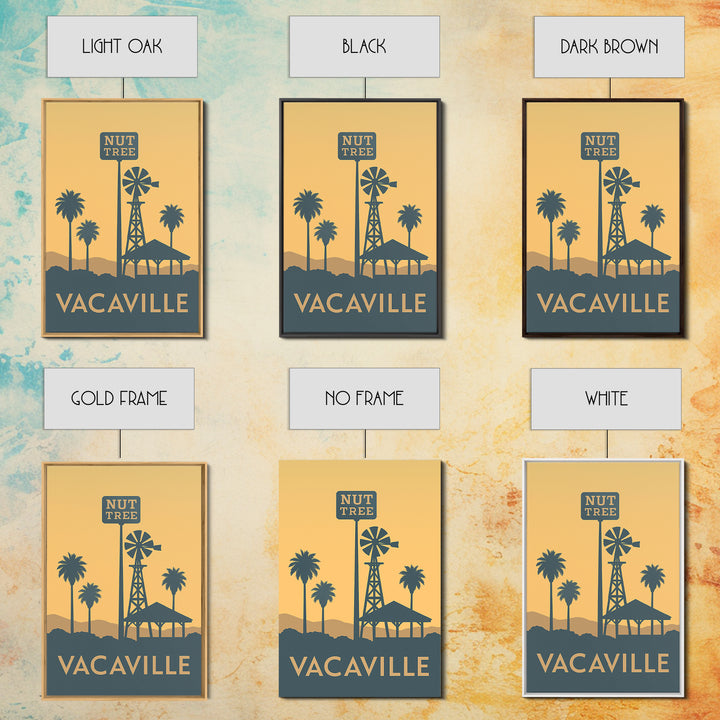 Vacaville Travel Poster, Framed Canvas Print, Minimalist Retro Wall Art, Vacaville Poster Print, Eclectic Wall Decor, Living Room Wall Art