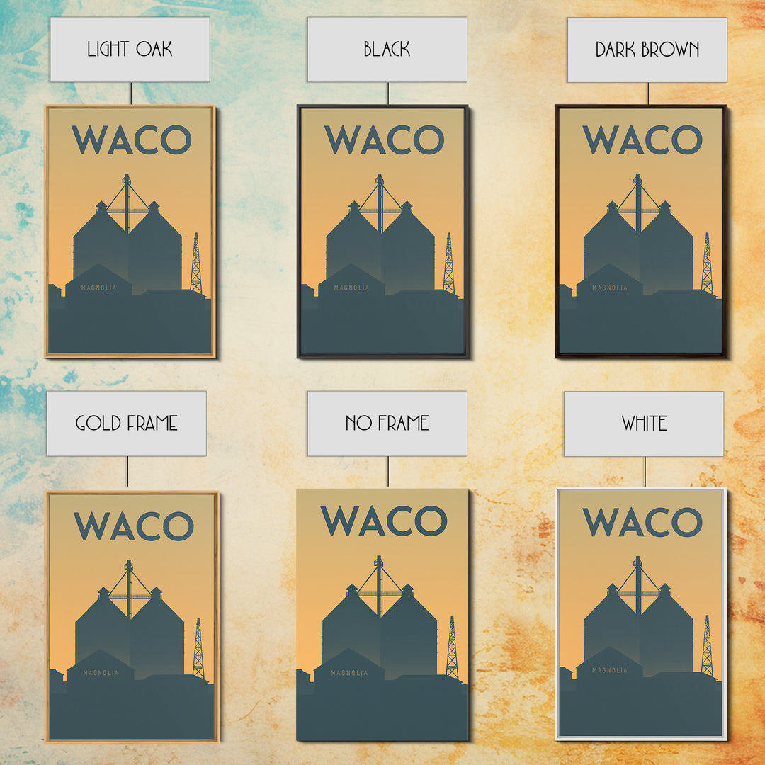 Waco Travel Poster, Canvas Print, Vintage City Poster Art, Waco Art Print, Mid Century Wall Art, Vintage City Poster, Vintage Travel Art