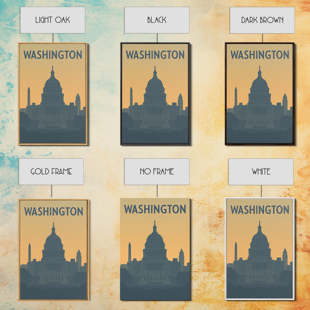 Washington Travel Poster, Canvas Print, Mid Century Travel Art, Washington Art Print, Living Room Wall Art, Eclectic Wall Decor