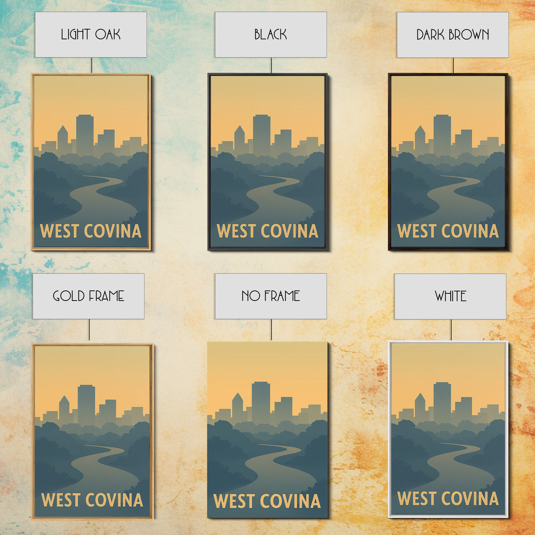 West Covina Travel Poster, Canvas Print, Mid Century Travel Art, West Covina Poster Print, City Art Print, Travel Art Print, Travel Print