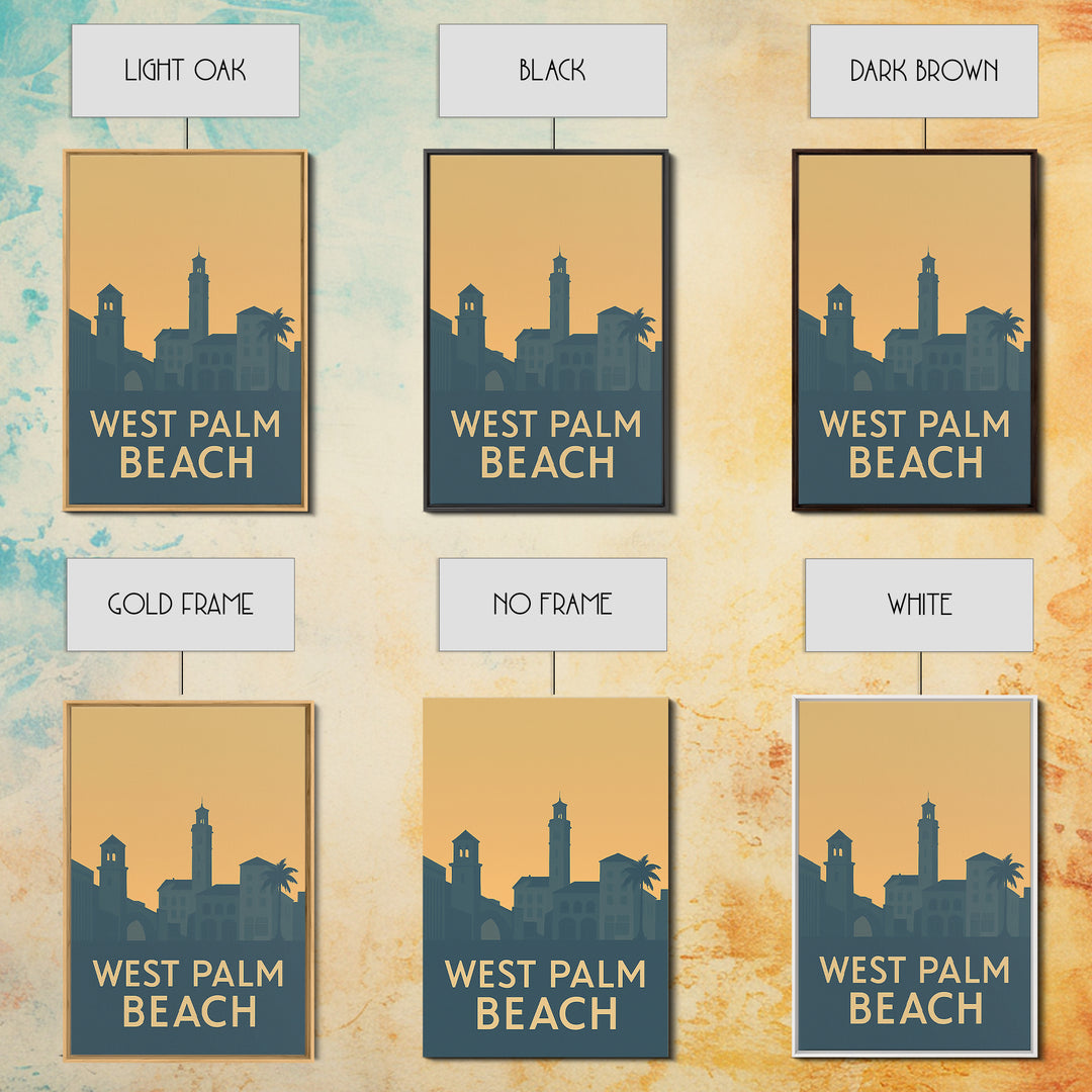 West Palm Beach Florida Travel Poster, Canvas Print, Retro Wall Art, West Palm Beach Wall Art, Travel Wall Art, Retro Travel Print