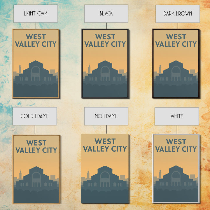 West Valley City Travel Poster, Framed Canvas Print, Mid Century Travel Art, West Valley City Poster Print, Eclectic Wall Decor