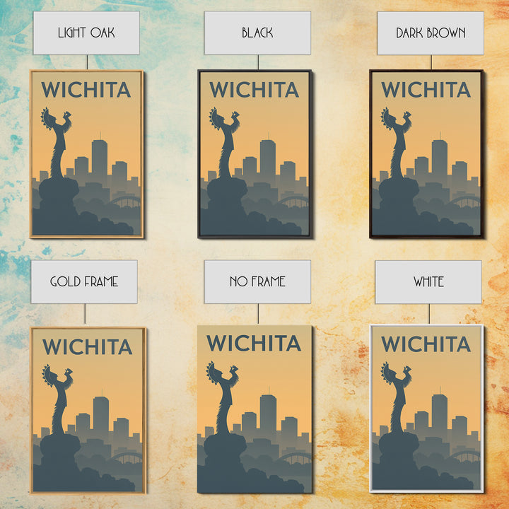 Wichita Kansas Travel Poster, Canvas Print, Sunset Skyline Wall Art, Wichita Art Print, Vintage Travel Art, Vintage Travel Print, Wall Art