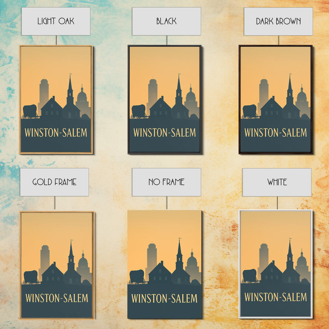 Winston Salem North Carolina Travel Poster, Canvas Print, Retro Wall Art, Winston Salem Art Print, Gift For Travelers, Vintage City Poster