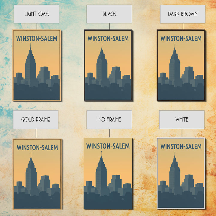 Winston Salem Travel Poster, Framed Canvas Print, Minimalist Retro Wall Art, Winston Salem Travel Art, City Art Print, Travel Art Print