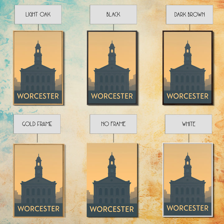Worcester Massachusetts Travel Poster, Canvas Print, Mid Century Travel Art, Worcester Poster Print, Modern Wall Decor, Home Office Decor