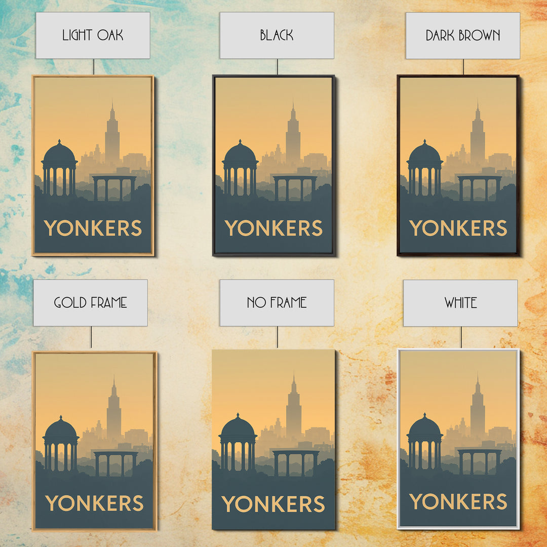 Yonkers Travel Poster, Framed Canvas Print, Minimalist Retro Wall Art, Yonkers Travel Art, Vintage Travel Print, City Travel Prints
