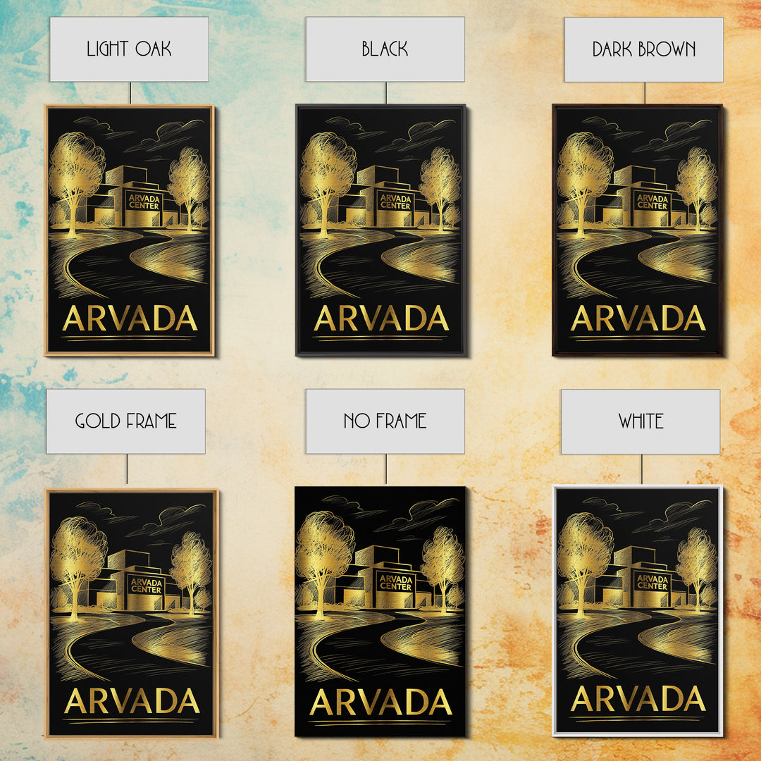 Arvada Travel Poster, Framed Canvas Print, Dark Background Poster Art, Arvada Wall Art, Mid Century Wall Art, City Art Print, Poster Art
