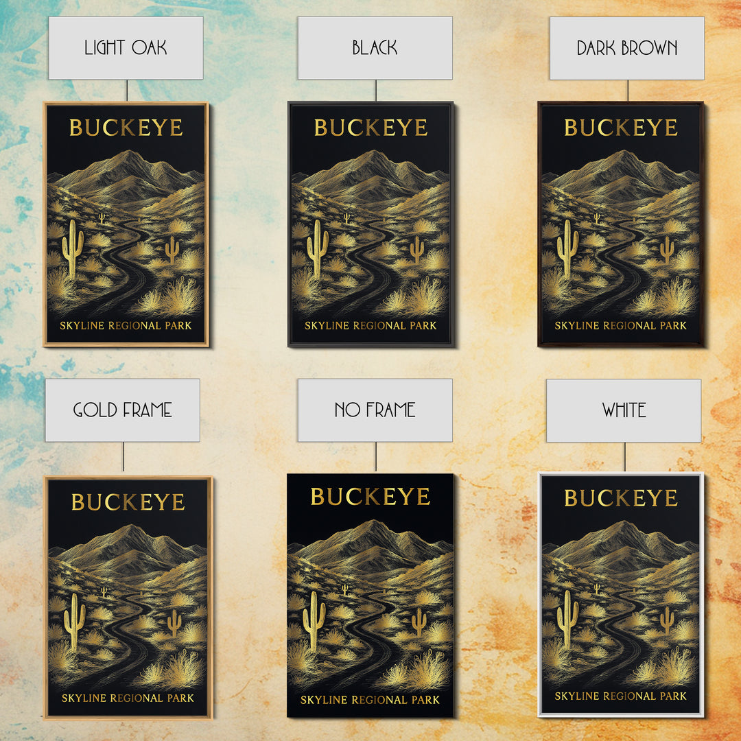 Buckeye Arizona Travel Poster, Canvas Print, Gold Sketch Wall Art, Buckeye Travel Art, Fine Art Print, City Art Print, Travel Wall Art
