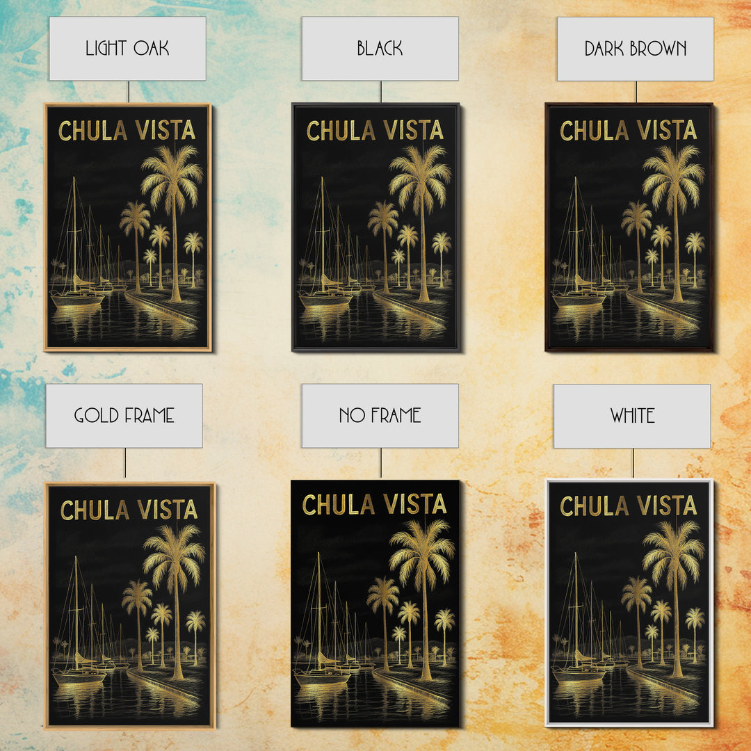 Chula Vista California Travel Poster, Canvas Print, Black And Gold Line Art, Chula Vista Wall Art, Travel Art Print, Travel Prints