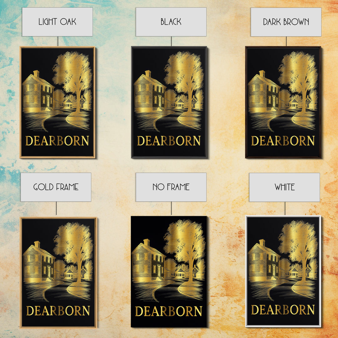 Deadborn Travel Poster, Framed Canvas Print, Dark Background Poster Art, Deadborn Wall Art, City Art Print, City Travel Prints