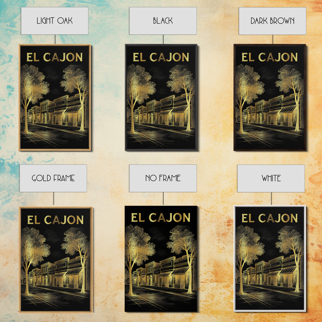 El Cajon California Travel Poster, Canvas Print, Elegant Gold City Art, El Cajon Poster Print, Wall Art, City Art Print, Travel Art