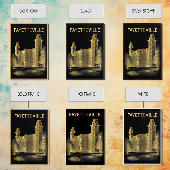 Fayetteville North Carolina Travel Poster, Canvas Print, Black And Gold Line Art, Fayetteville Poster Print, Travel Poster Set, Wall Art