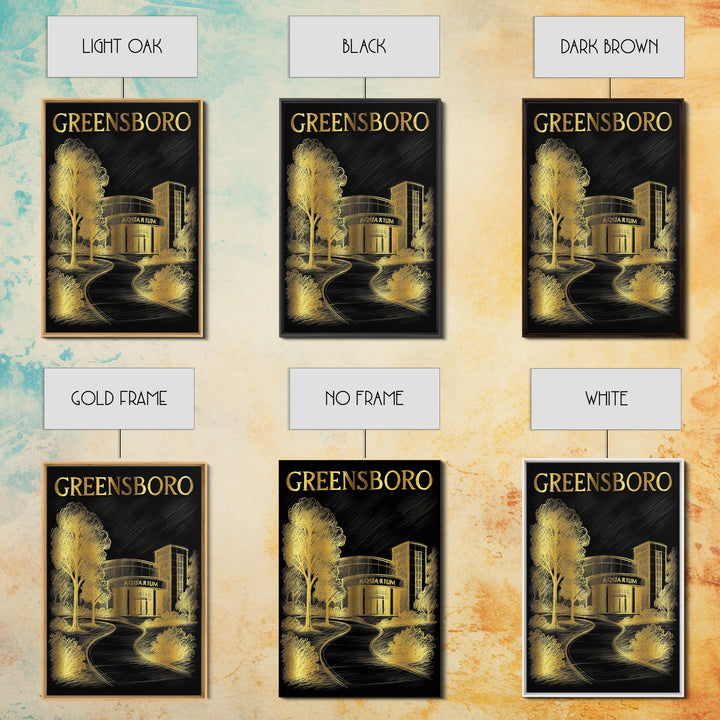Greensboro North Carolina Travel Poster, Canvas Print, Black And Gold Line Art, Greensboro Travel Art, City Poster, Gift For Travelers