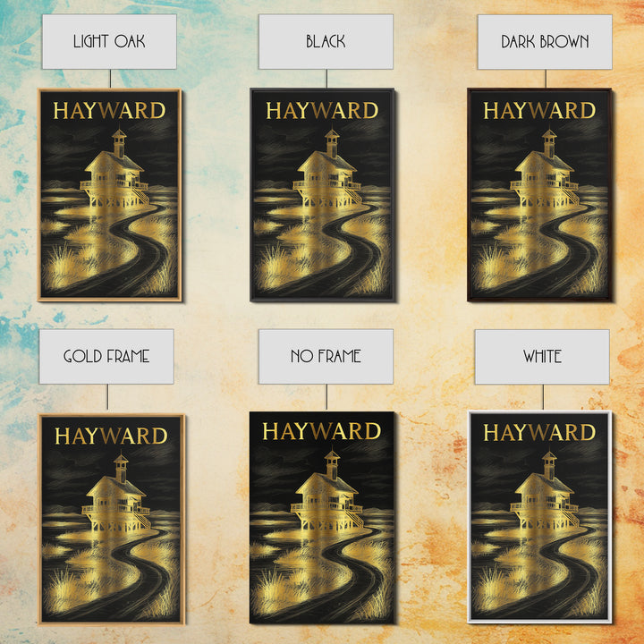 Hayward California Travel Poster, Canvas Print, Elegant Gold City Art, Hayward Art Print, Gift For Travelers, Travel Wall Art, Landscape Art