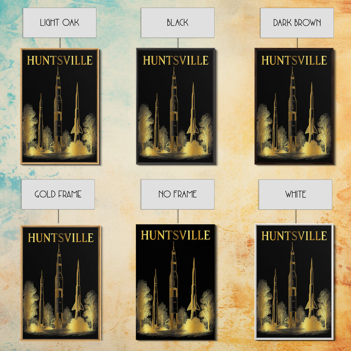 Huntsville Alabama Travel Poster, Canvas Print, Black And Gold Line Art, Huntsville Wall Art, Wall Decor, Mid Century Wall Art, Wall Art