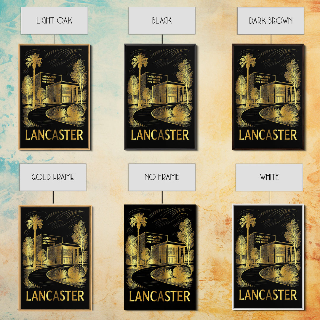 Lancaster Travel Poster, Framed Canvas Print, Dark Background Poster Art, Lancaster Travel Art, Mid Century Wall Art, Eclectic Wall Decor