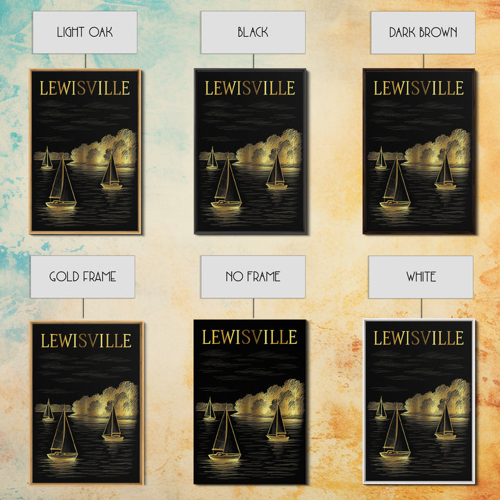 Lewisville Texas Travel Poster, Canvas Print, Gold Sketch Wall Art, Lewisville City Art, Vintage City Art, Travel Poster Set, Wall Art