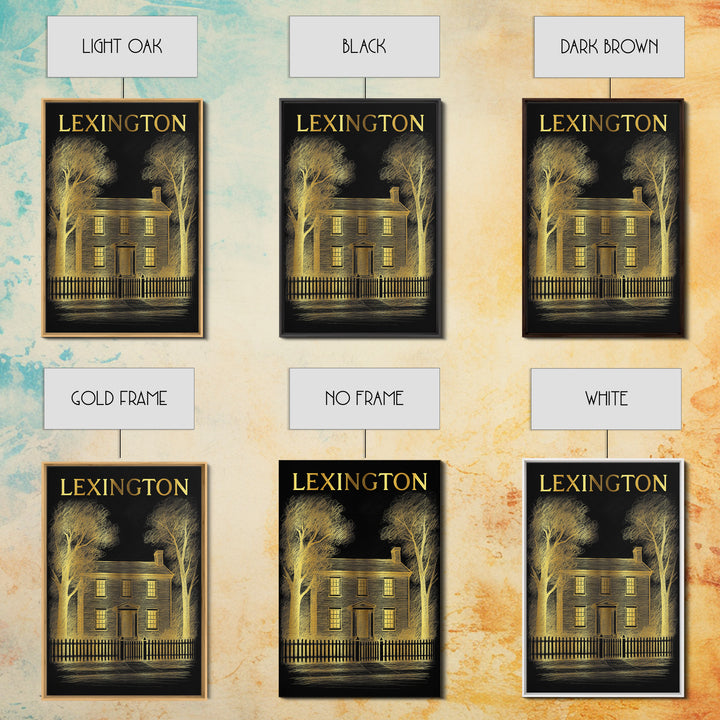 Lexington Kentucky Travel Poster, Framed Canvas Print, Dark Background Poster Art, Lexington City Art, Home Office Decor, Retro Travel Print