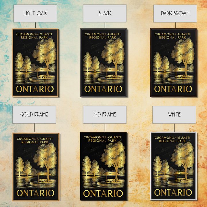 Ontario Travel Poster, Framed Canvas Print, Elegant Gold City Art, Ontario Travel Art, Vintage City Art, Vintage Travel Art, Poster Art