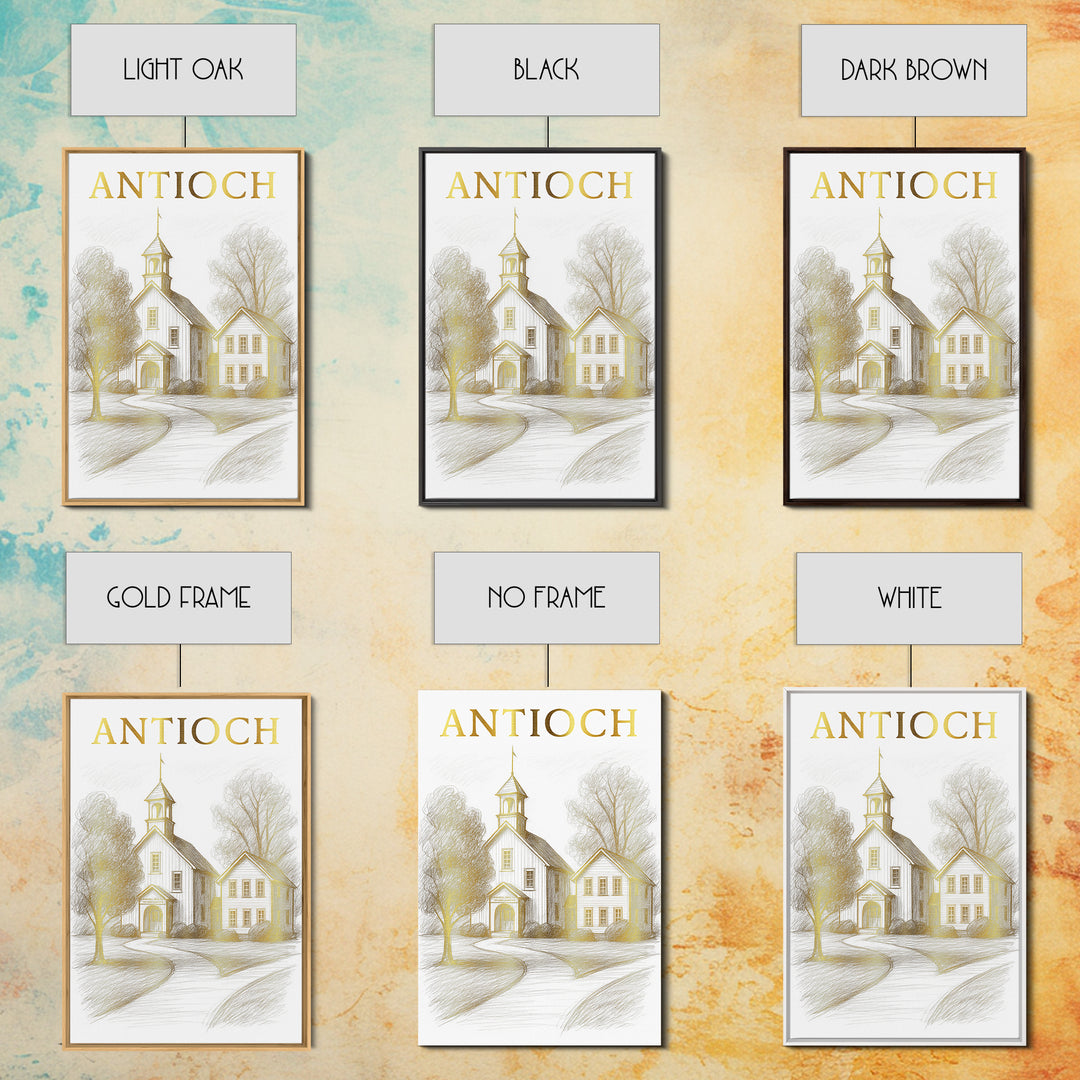 Antioch California Travel Poster, Canvas Print, Gold Line Drawing Wall Art, Antioch Travel Art, Home Office Decor, Eclectic Wall Decor
