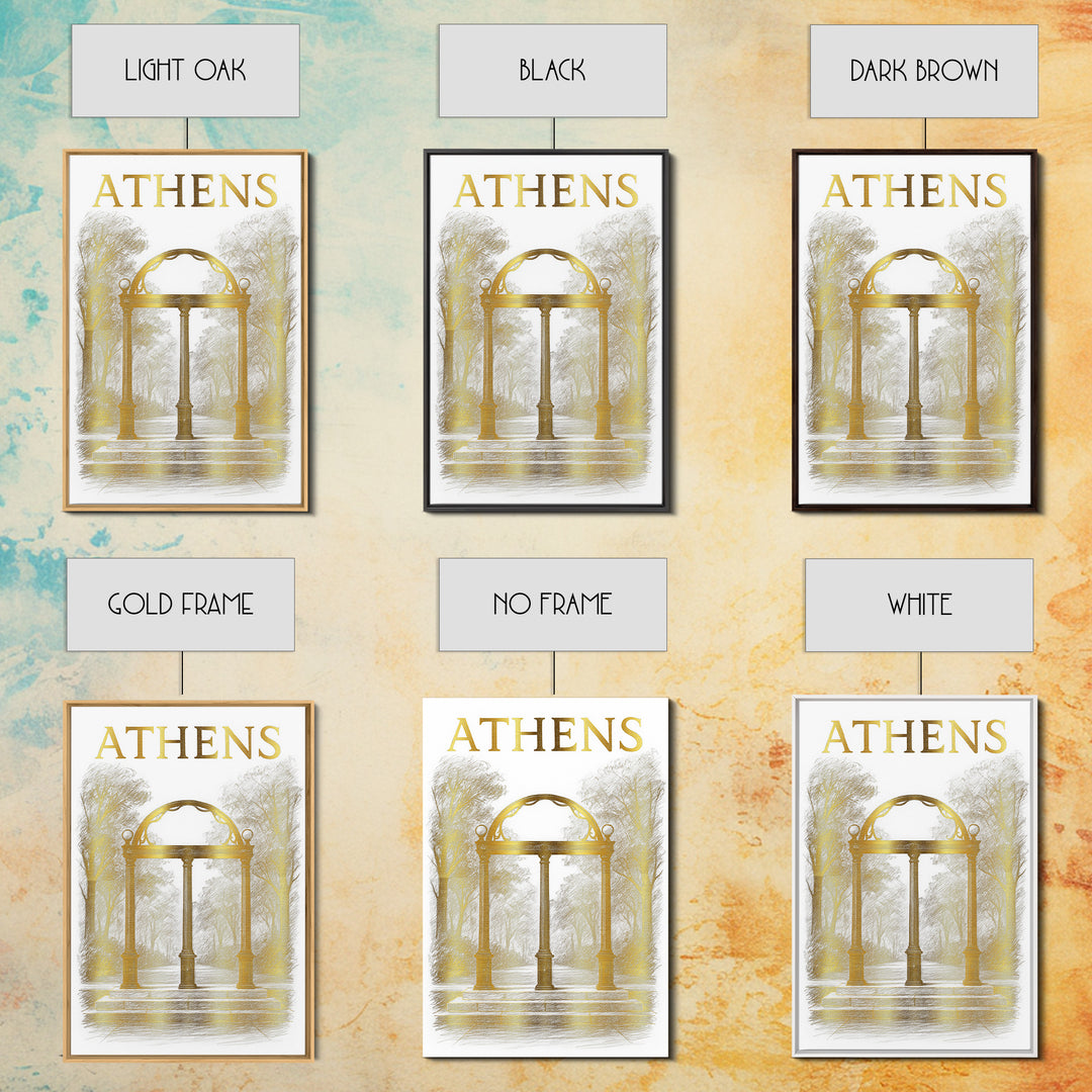 Athens Georgia Travel Poster, Canvas Print, Elegant City Illustration, Athens Art Print, Watercolor Downtown Skyline, Mid Century Wall Art