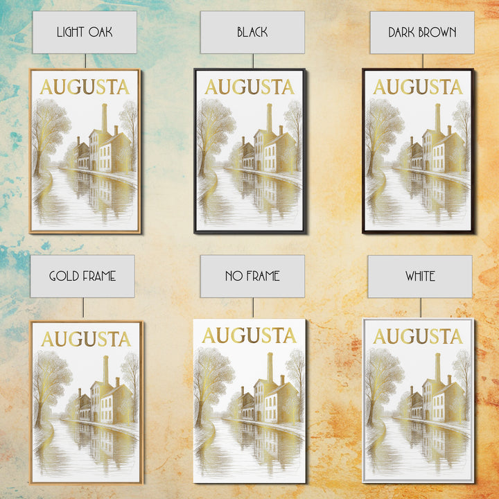 Augusta Georgia Travel Poster, Framed Canvas Print, Elegant City Illustration, Augusta Art Print, Vintage City Poster, Travel Poster Set