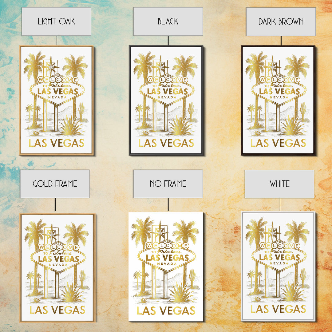 Las Vegas Travel Poster, Canvas Print, Gold Line Drawing Wall Art, Las Vegas Travel Art, Travel Art Print, Mid Century Wall Art
