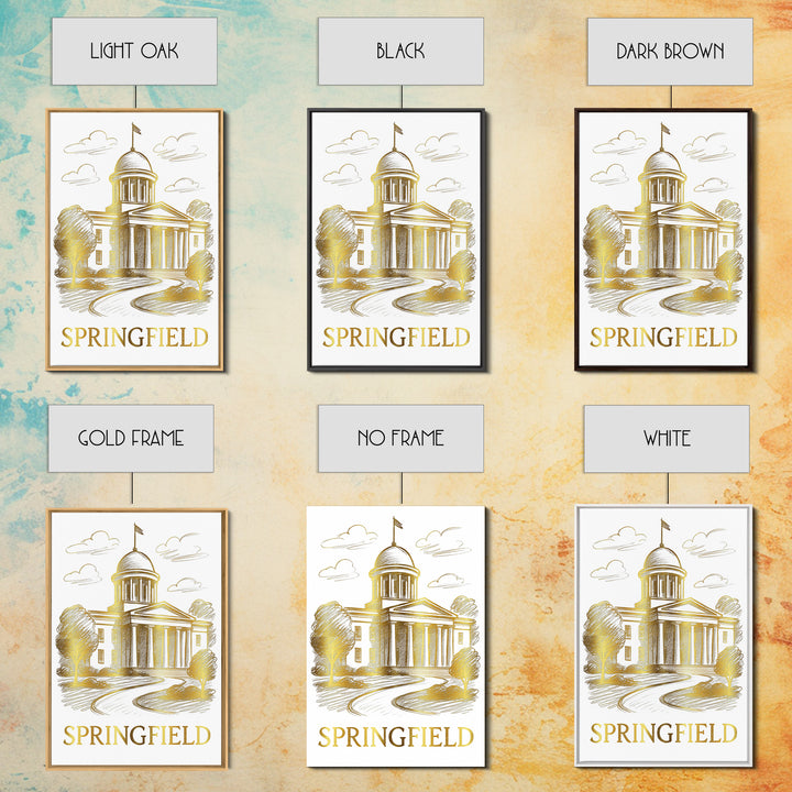 Springfield Travel Poster, Framed Canvas Print, Elegant City Illustration, Springfield Wall Art, Fine Art Print, City Travel Prints