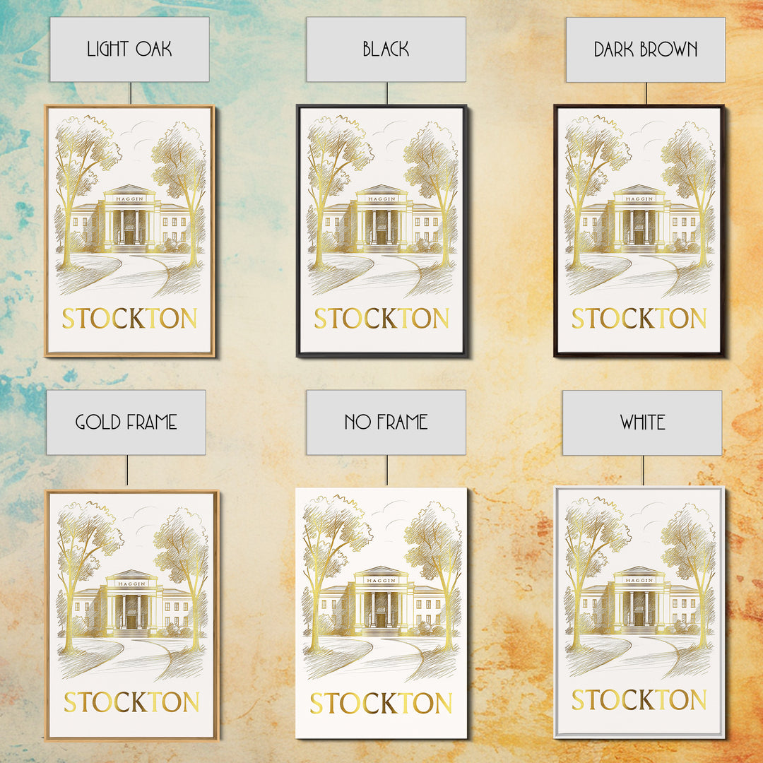 Stockton Travel Poster, Canvas Print, Elegant City Illustration, Stockton Wall Art, Vintage Travel Print, Travel Art Print, City Art Print