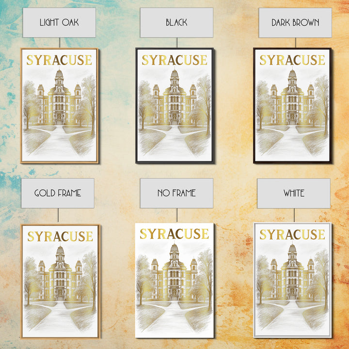 Syracuse New York Travel Poster, Framed Canvas Print, Elegant City Illustration, Syracuse Wall Art, Wanderlust Decor, Travel Poster Set
