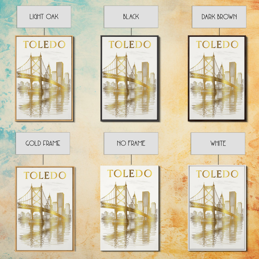 Toledo Ohio Travel Poster, Framed Canvas Print, Minimalist Poster Art, Toledo City Art, Vintage City Poster, City Travel Prints, City Poster