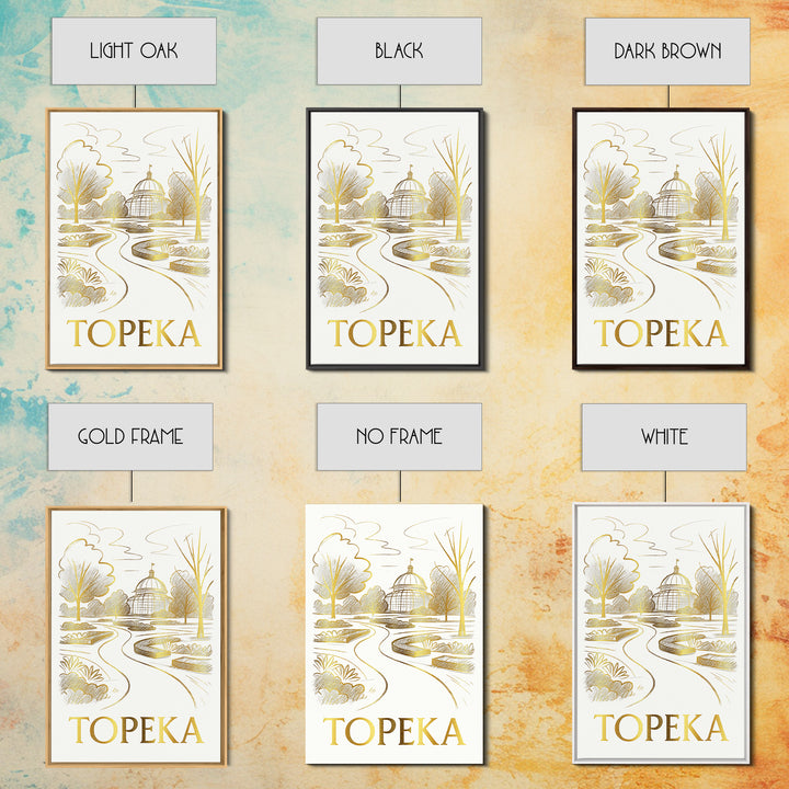 Topeka Travel Poster, Canvas Print, Gold Line Drawing Wall Art, Topeka Wall Art, Travel Poster Set, Living Room Wall Art, Fine Art Print