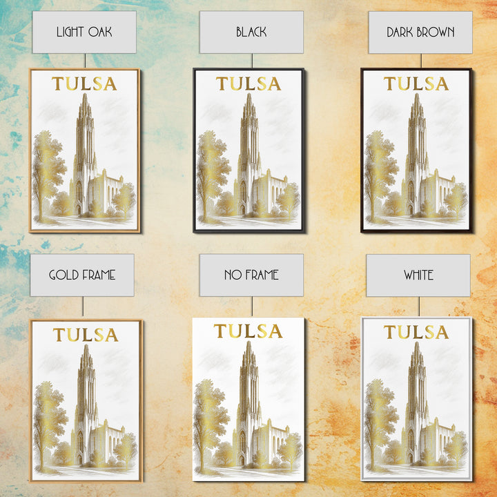 Tulsa Oklahoma Travel Poster, Canvas Print, Gold Line Drawing Wall Art, Tulsa Travel Art, Fine Art Print, Wall Decor, Wanderlust Decor