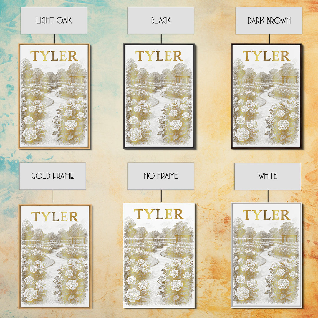 Tyler Texas Travel Poster, Canvas Print, Gold Line Drawing Wall Art, Tyler Travel Art, Wanderlust Decor, Modern Wall Decor, Travel Decor