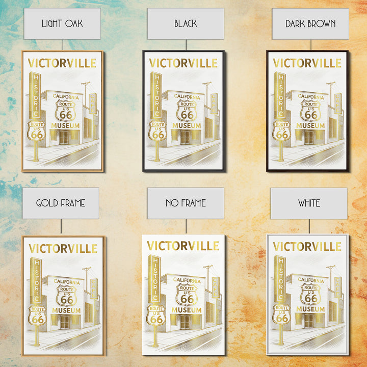 Victorville California Travel Poster, Canvas Print, Gold Line Drawing Wall Art, Victorville Wall Art, Skyline Art, City Art Print, Art Print
