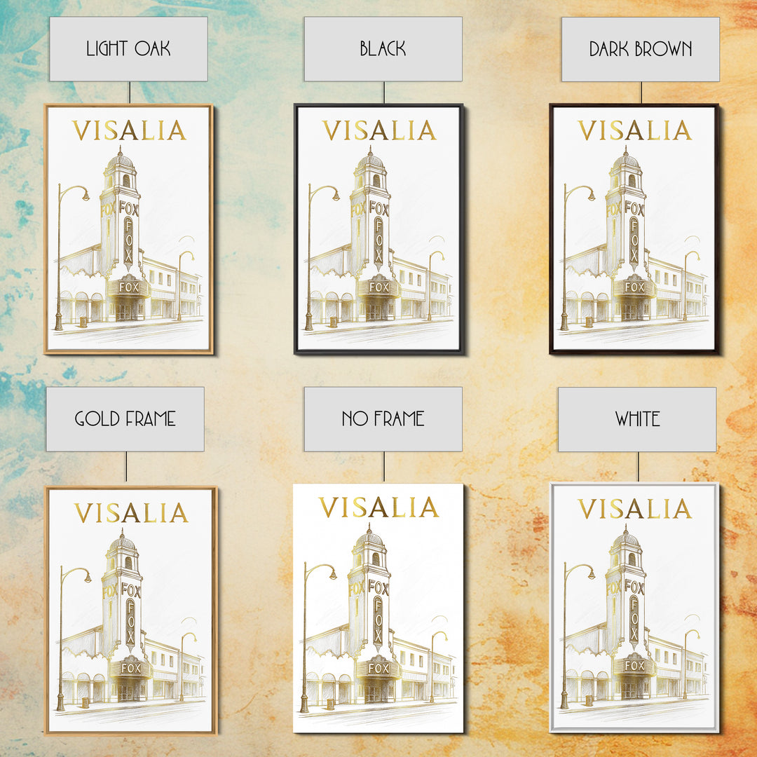 Visalia California Travel Poster, Framed Canvas Print, Elegant City Illustration, Visalia Wall Art, Travel Poster Set, City Travel Prints