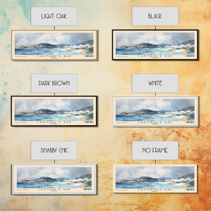 Captain's Bay, Anguila Watercolor Print, Vacation Gift, Anguila Wall Art, Beach Painting, Beach Decor, Large Wall Art, Wood Frame Art