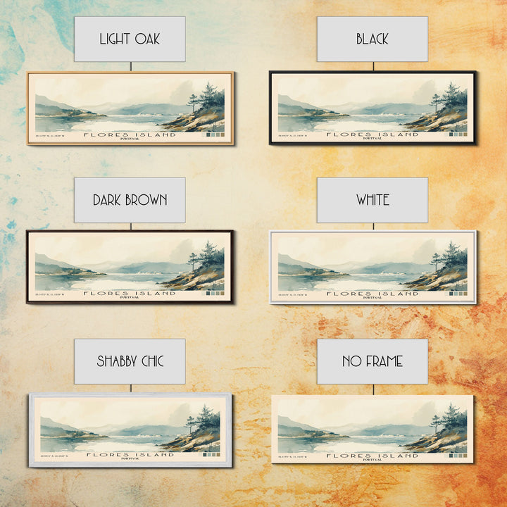 Flores Island, Portugal Watercolor Beach Print, Vacation Gift, Portugal Wall Art, Framed Canvas Print, Framed Beach Painting