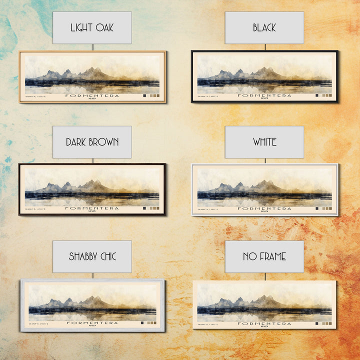 Formentera, Spain Watercolor Print, Vacation Gift, Spain Wall Art, Beach Painting, Beach Decor, Large Wall Art, Wood Frame Art