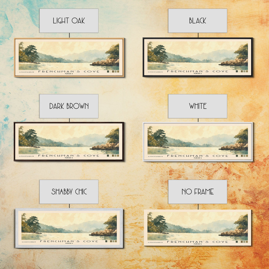 Frenchman’s Cove, Jamaica Watercolor Print, Vacation Gift, Jamaica Wall Art, Beach Painting, Beach Decor, Large Wall Art, Wood Frame Art