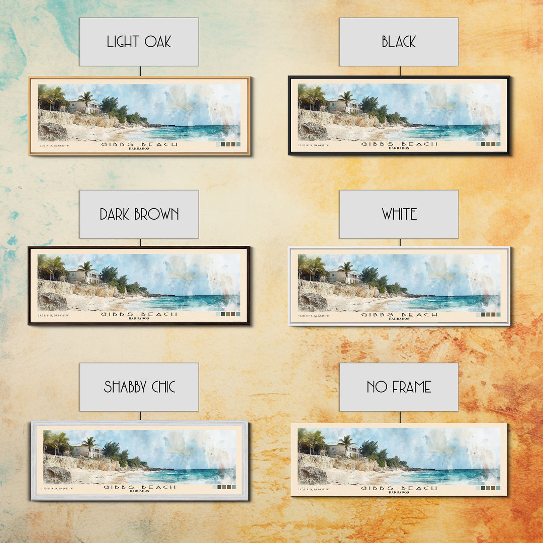 Gibbs Beach, Barbados Watercolor Print, Vacation Gift, Barbados Wall Art, Beach Painting, Beach Decor, Large Wall Art, Wood Frame Art