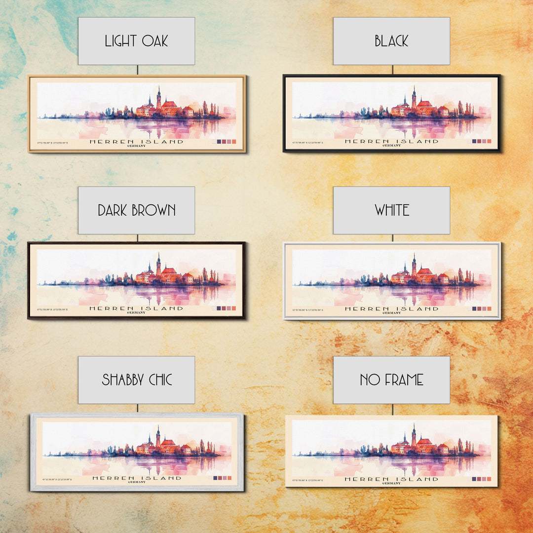 Herren Island, Germany Watercolor Print, Vacation Gift, Germany Wall Art, Beach Painting, Beach Decor, Large Wall Art, Wood Frame Art